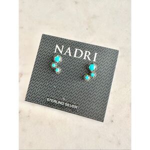 Nadri Turquoise Blue Triple Stone Sterling Silver Earrings